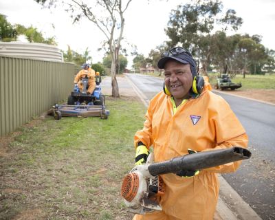 Cecil Wanganeen verge mowing