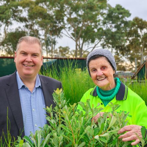 Mayor Glenn Docherty and City of Playford volunteer Pauline Frost