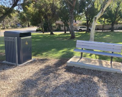 Honeysuckle bench and bin 052026