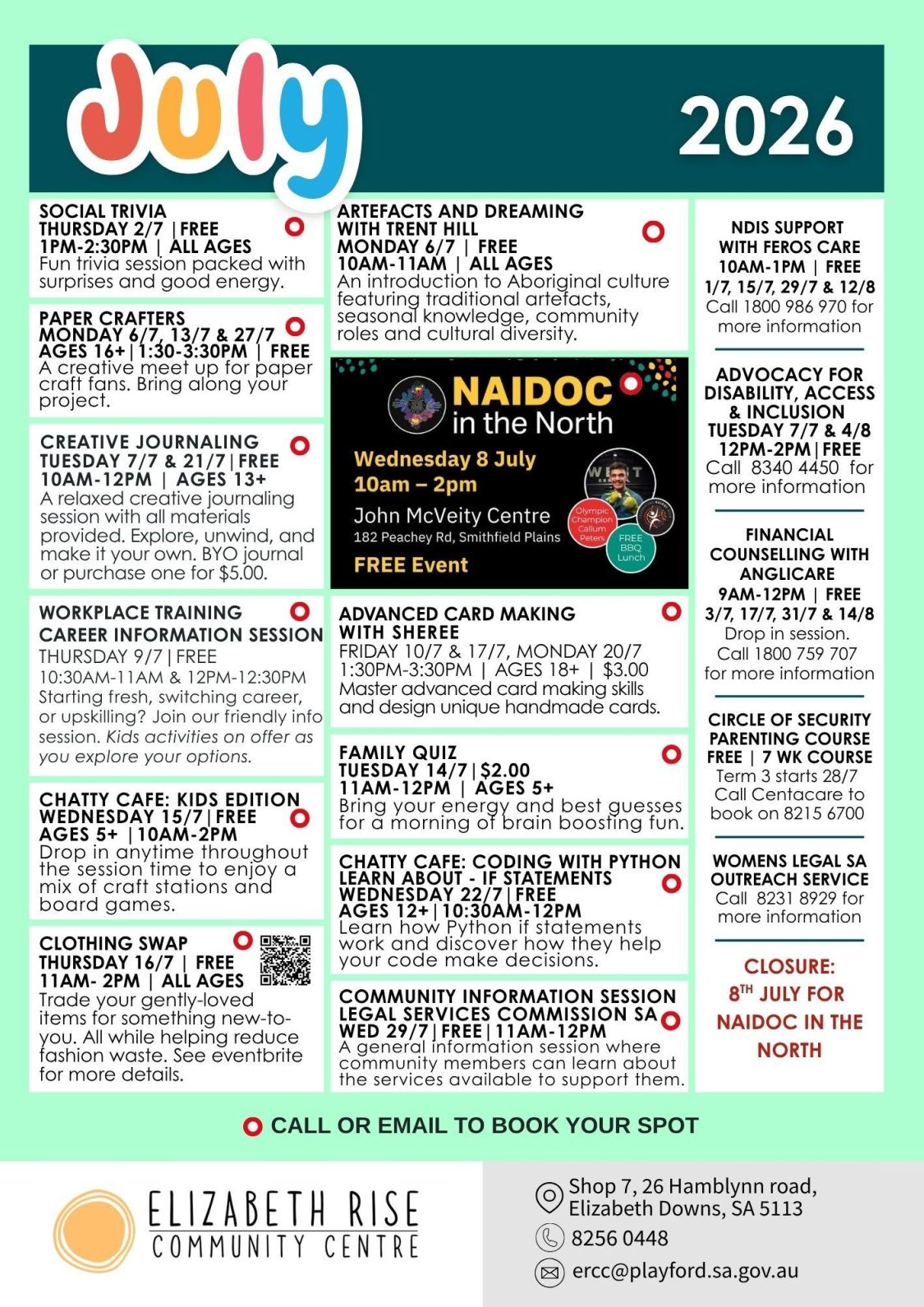 JULY workshops 2026 ercc
