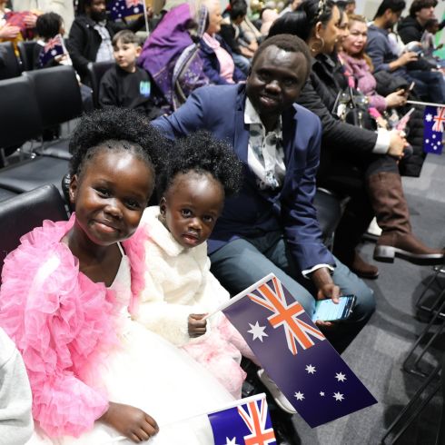 Local family at a July Playford Citizenship Cermony